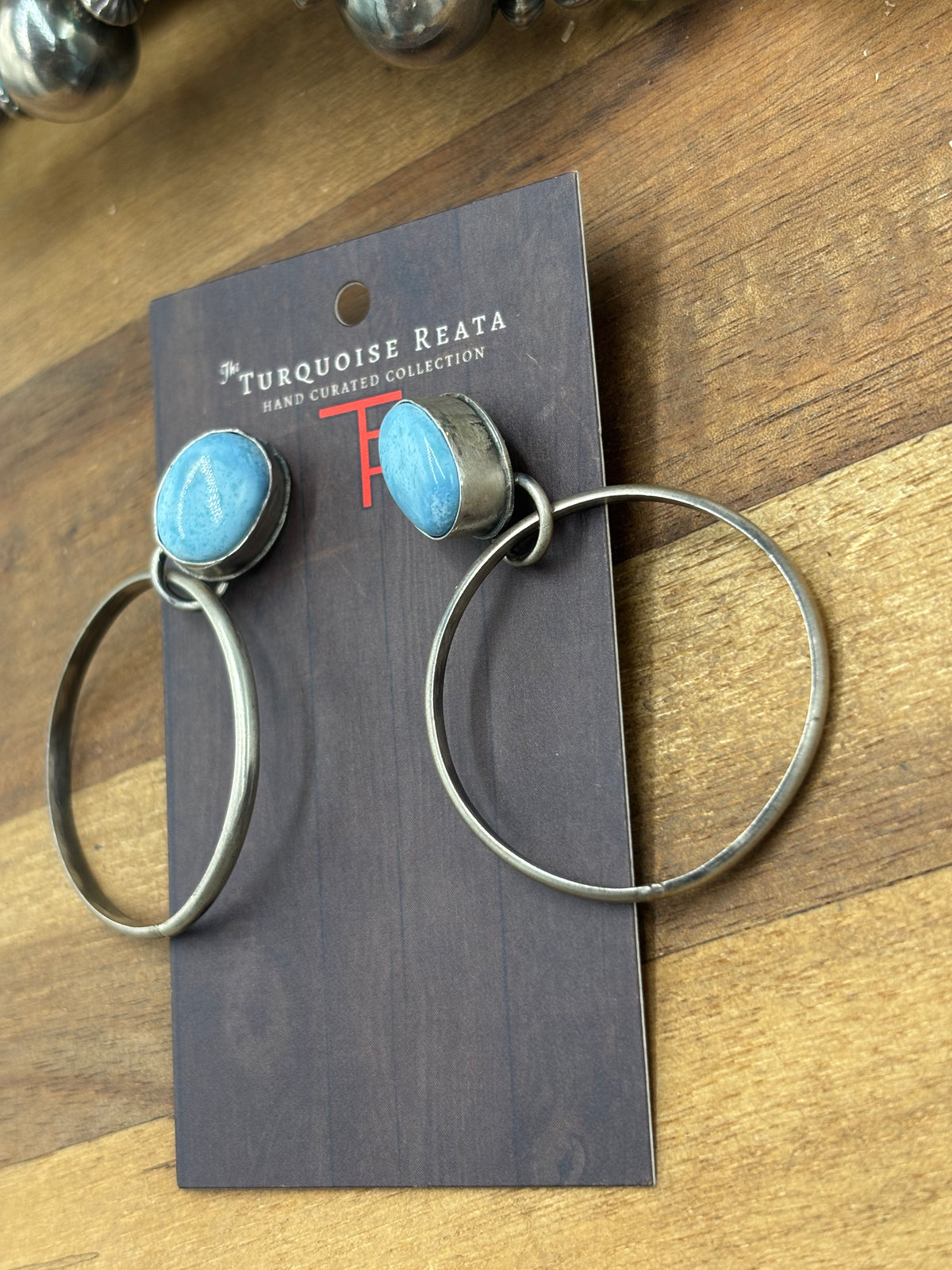 Golden Hills #930-17 Turquoise Hoop Earrings