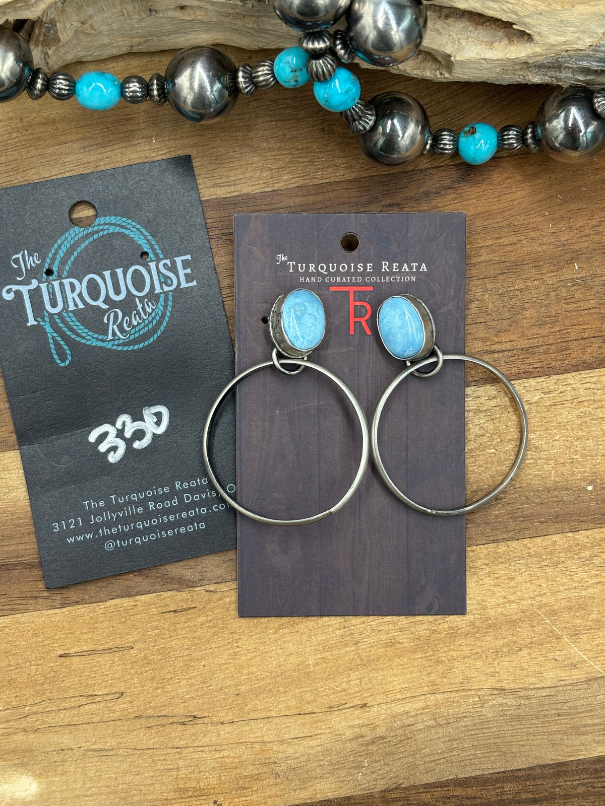 Golden Hills #930-17 Turquoise Hoop Earrings