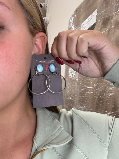 Golden Hills #930-17 Turquoise Hoop Earrings