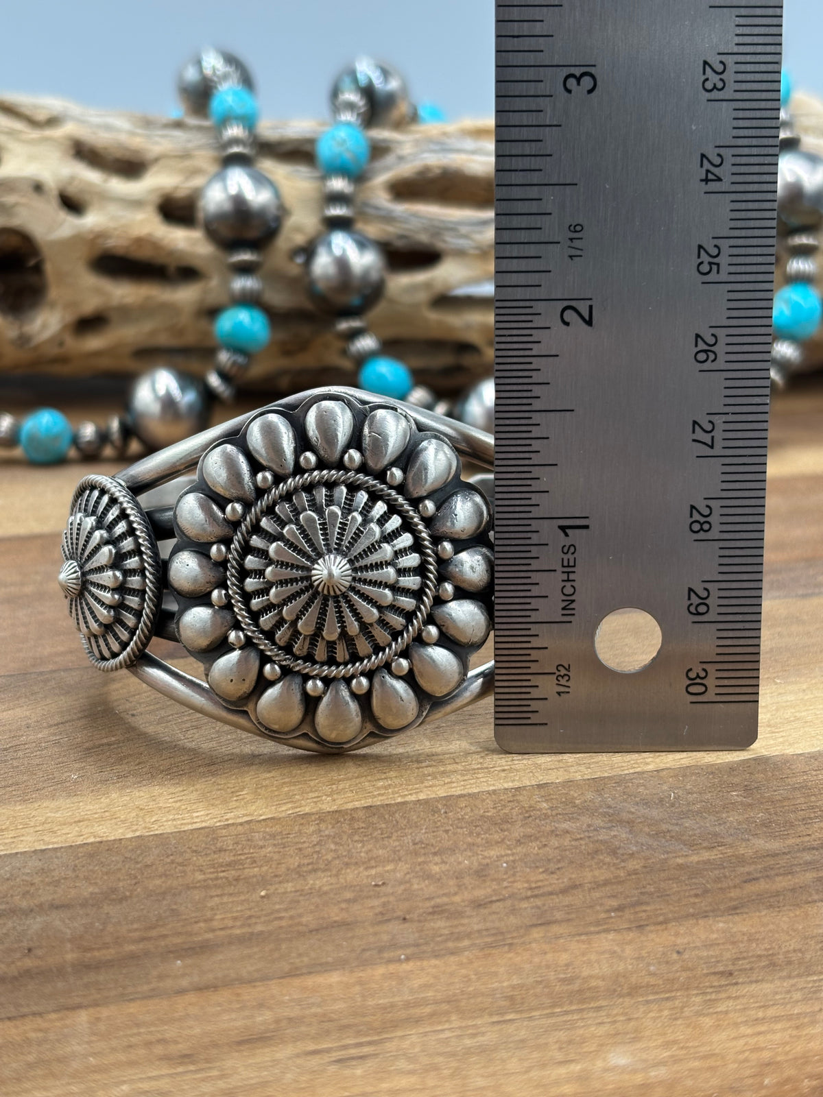 Tom Lewis Squash Blossom Necklace, Cuff, & Earrings Set by Tom Lewis, Navajo
