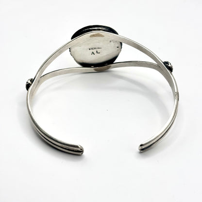 Sterling Silver Cuff Bracelet with Orange Spiny Oyster by Augustine Largo, Navajo