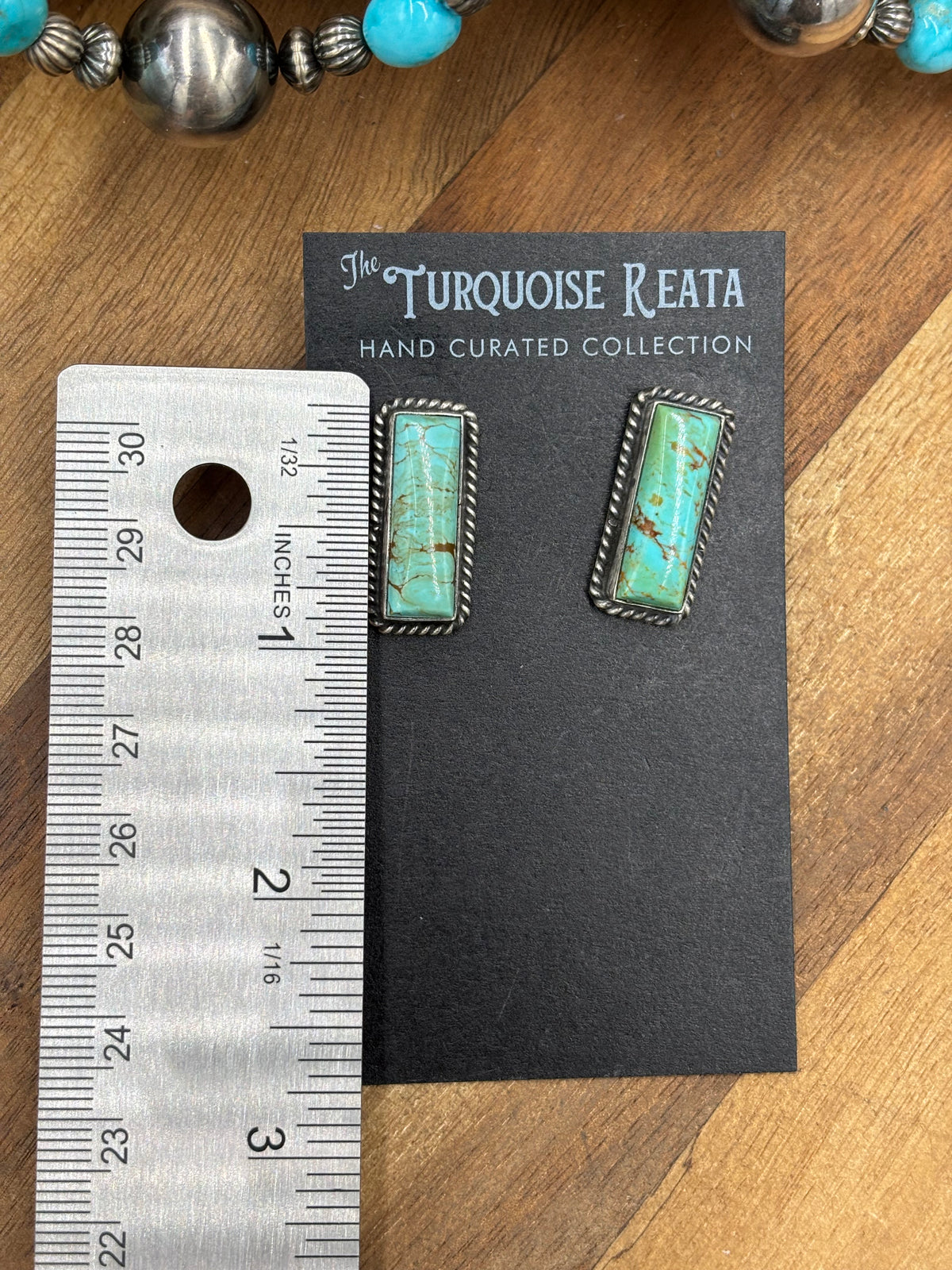 Turquoise #917-29 Bar Earrings by Judith Dixon, Navajo