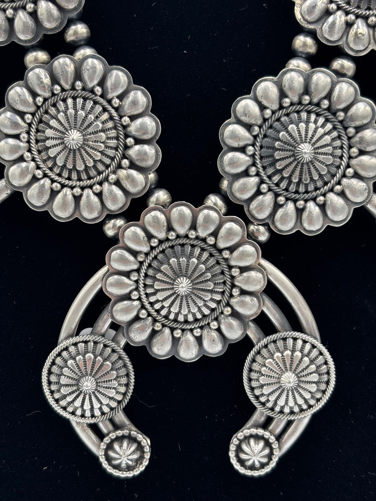 Tom Lewis Squash Blossom Necklace, Cuff, & Earrings Set by Tom Lewis, Navajo