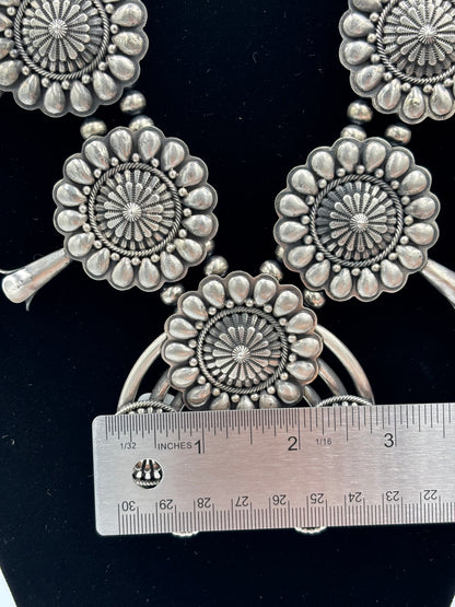 Tom Lewis Squash Blossom Necklace, Cuff, & Earrings Set by Tom Lewis, Navajo