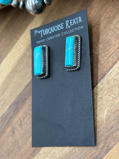 Turquoise #917-25 Bar Earrings by Judith Dixon, Navajo