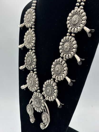 Tom Lewis Squash Blossom Necklace, Cuff, & Earrings Set by Tom Lewis, Navajo