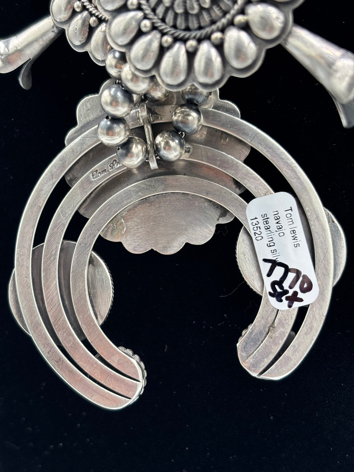 Tom Lewis Squash Blossom Necklace, Cuff, & Earrings Set by Tom Lewis, Navajo