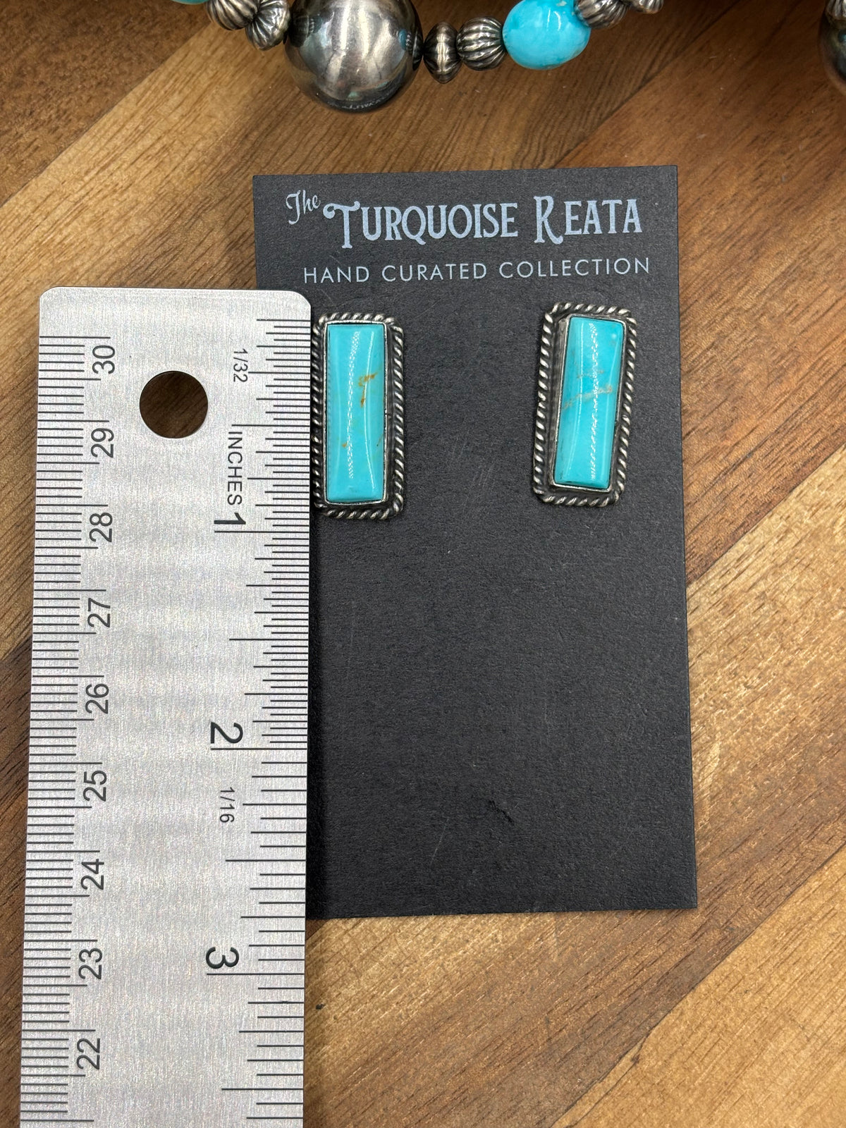 Turquoise #917-25 Bar Earrings by Judith Dixon, Navajo