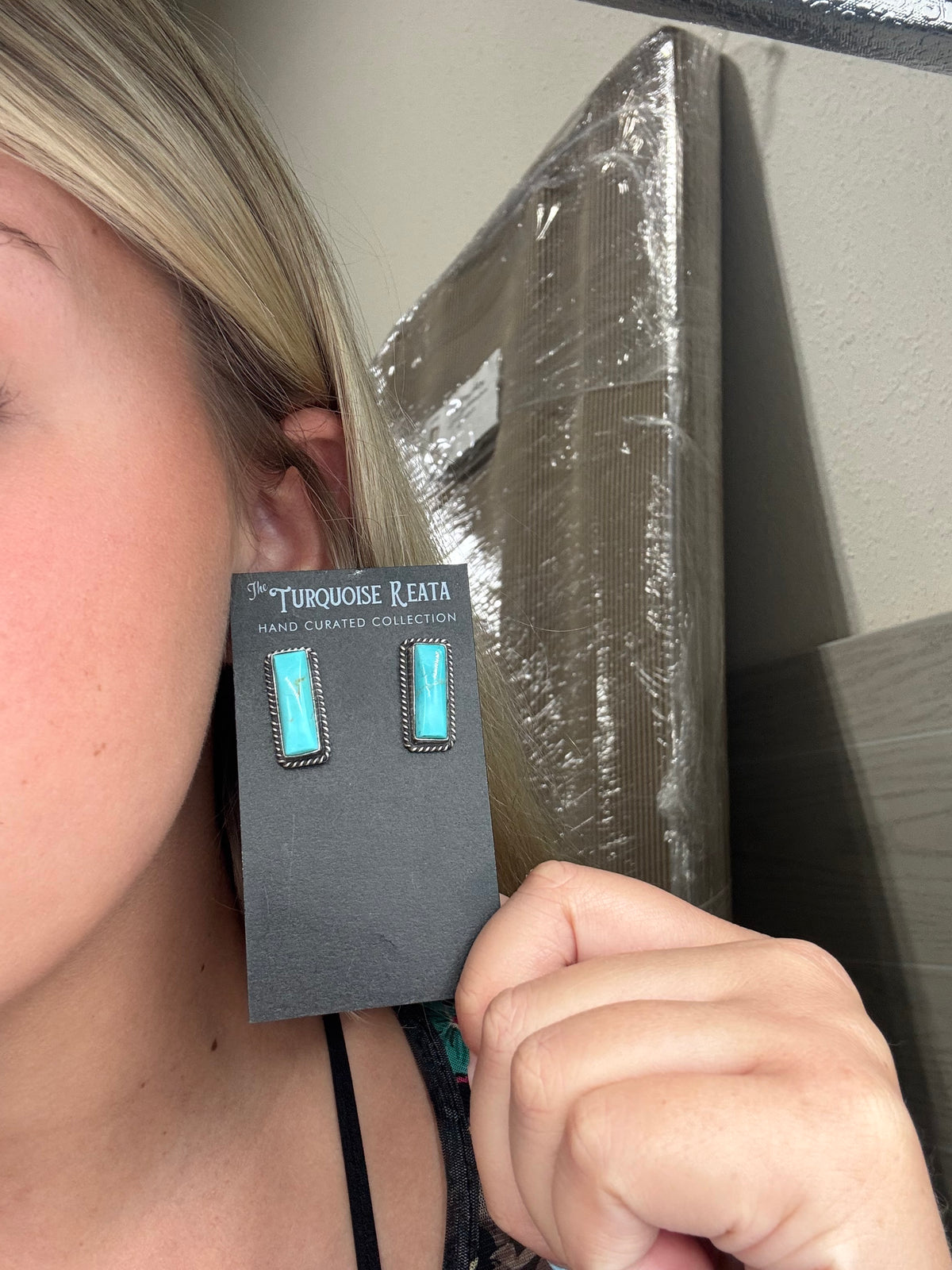 Turquoise #917-25 Bar Earrings by Judith Dixon, Navajo