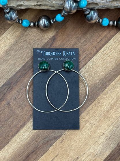 Malachite #917-20 Hoop Earrings