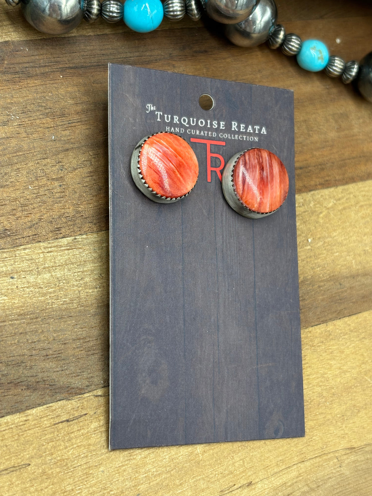 Red Spiny Lariat & Earrings by Levi Hoskie, Navajo