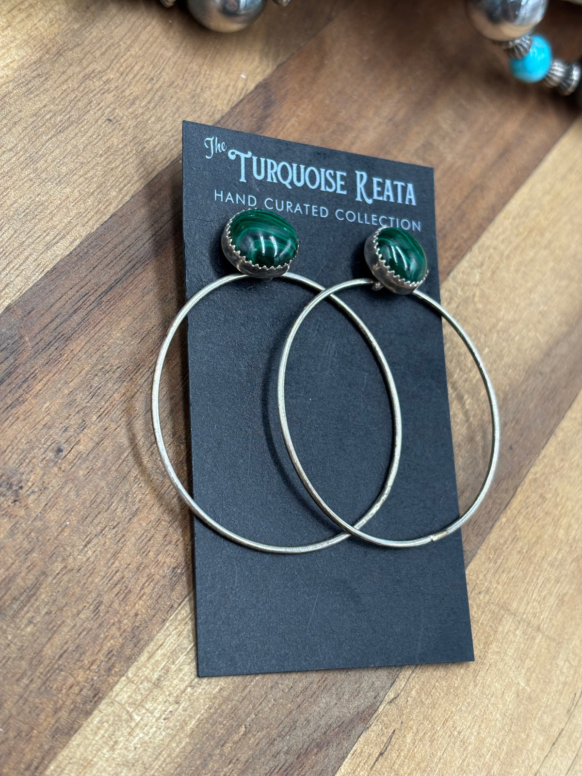 Malachite #917-20 Hoop Earrings