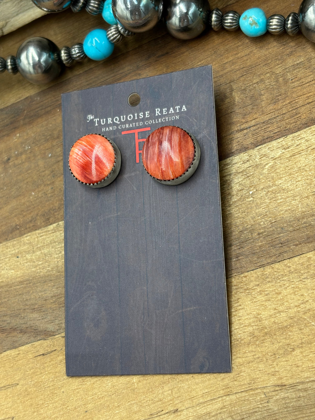 Red Spiny Lariat & Earrings by Levi Hoskie, Navajo