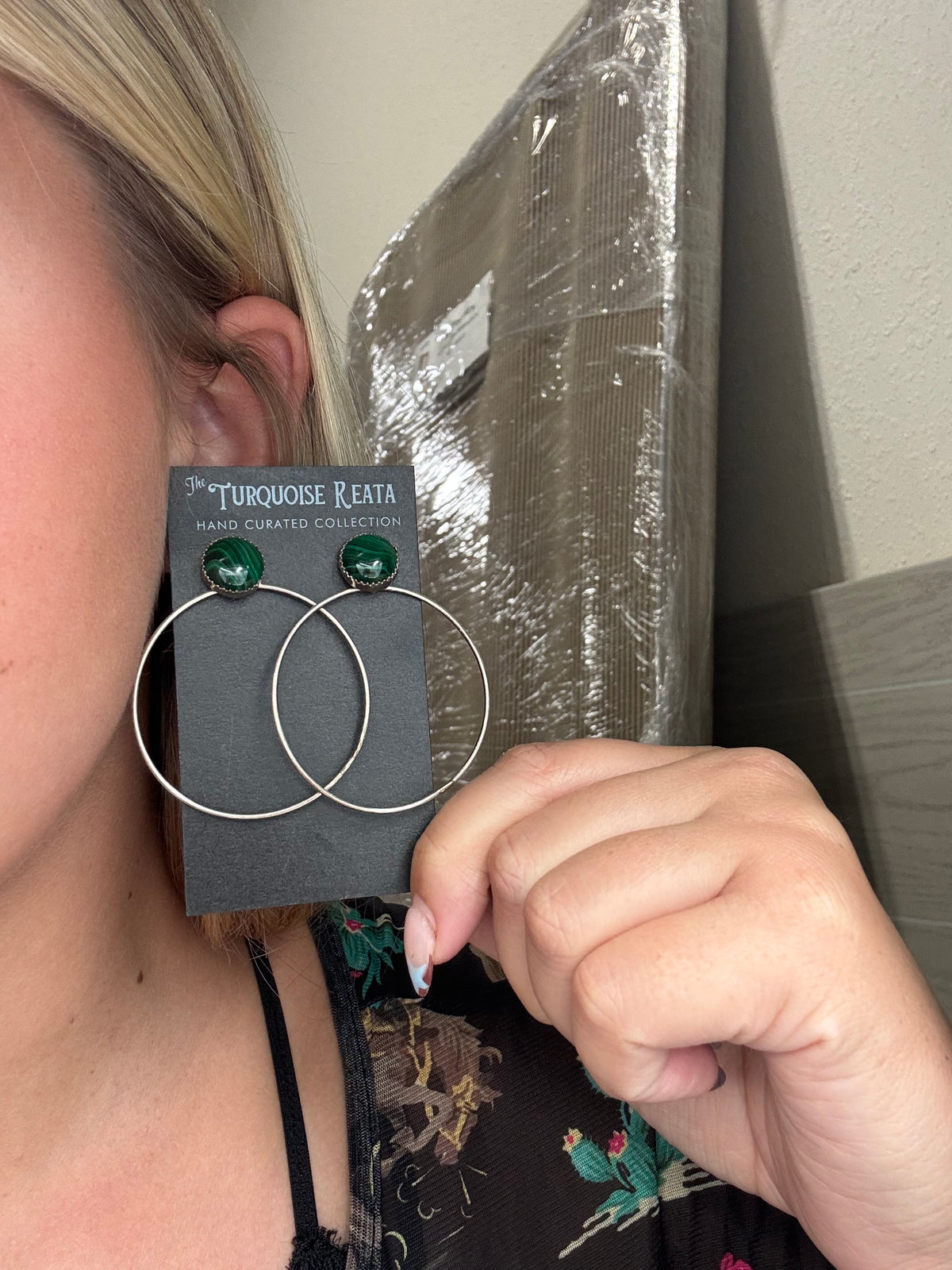 Malachite #917-20 Hoop Earrings