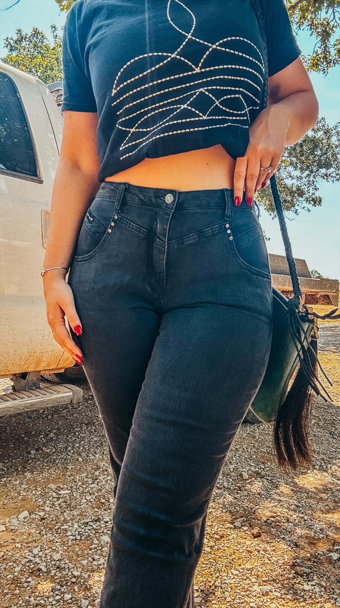The Bandita Black Tapered High Rise Bootcut 90's Vintage Jeans Regular & Plus Sizes (Tummy Control)