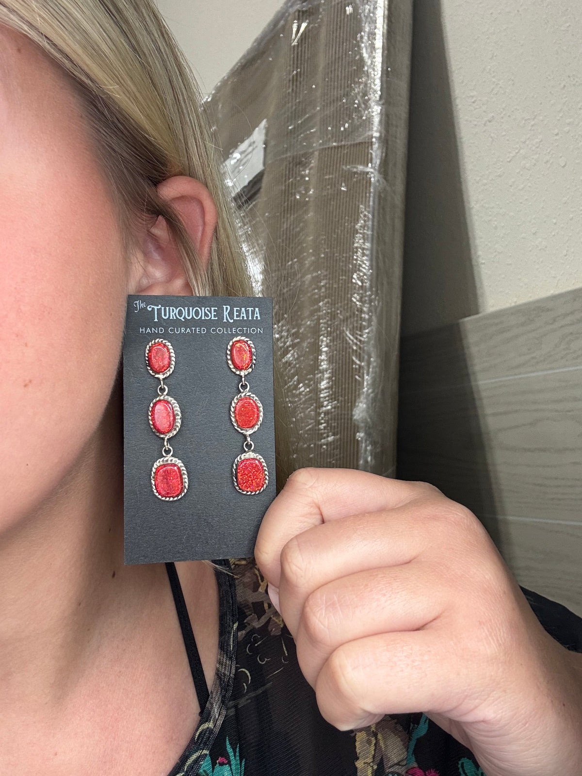 Red Opal #917-27 Earrings