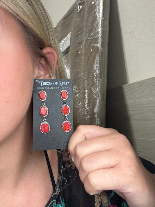 Red Opal #917-27 Earrings