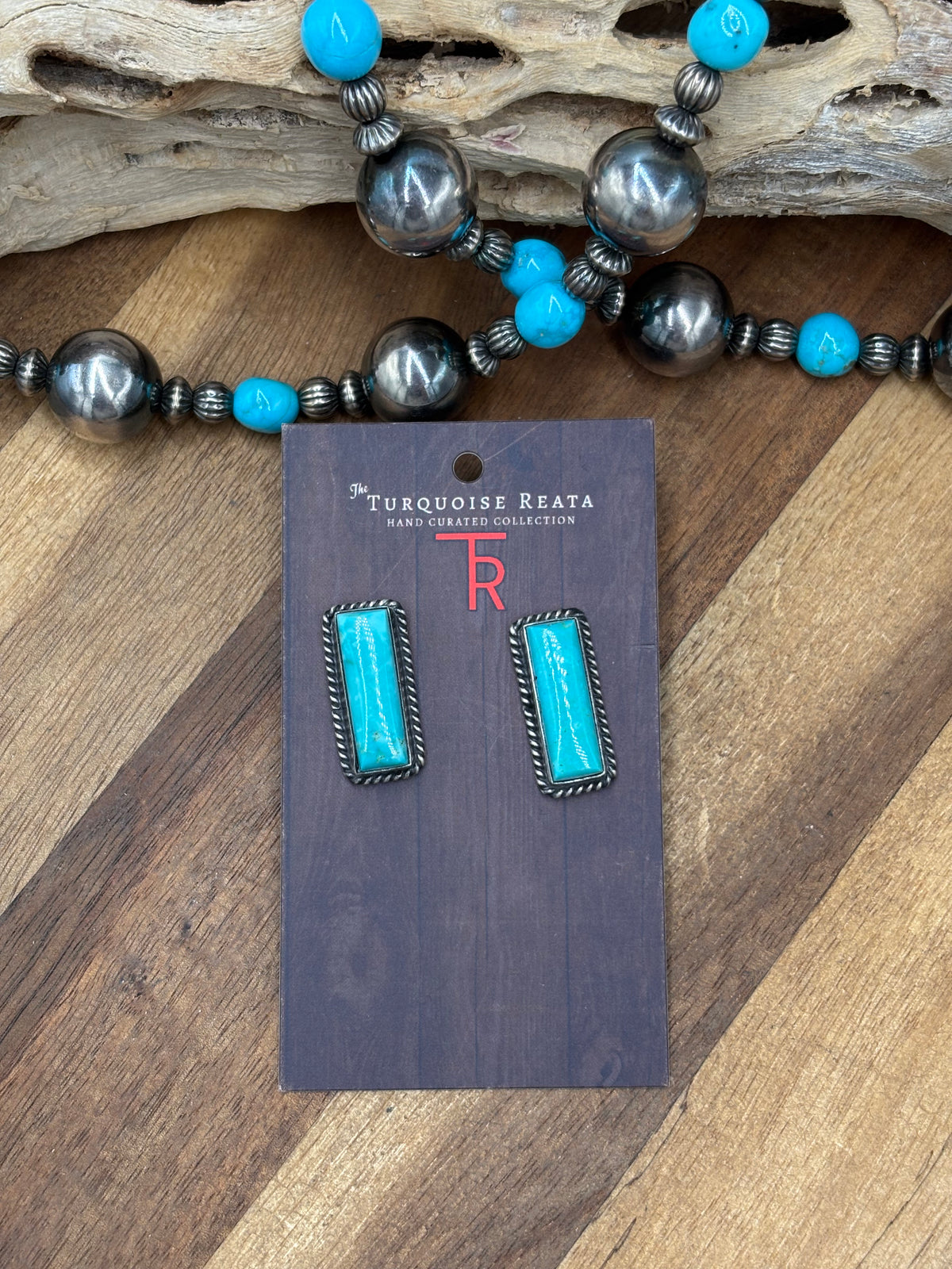 Turquoise #101-28 Bar Earrings by Judith Dixon, Navajo