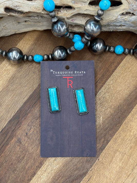 Turquoise #101-28 Bar Earrings by Judith Dixon, Navajo