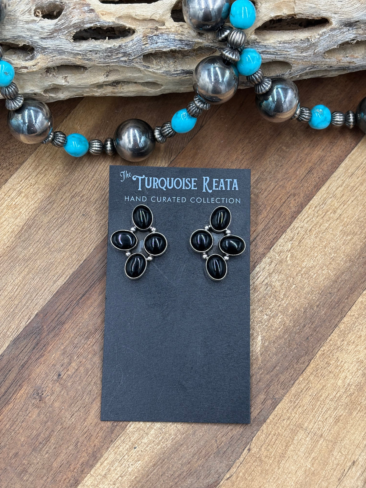 Black Onyx #917-16 Cluster Earrings
