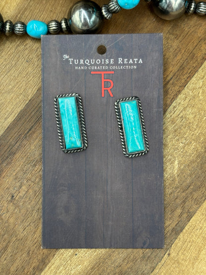Turquoise #101-28 Bar Earrings by Judith Dixon, Navajo