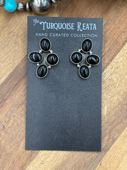 Black Onyx #917-16 Cluster Earrings