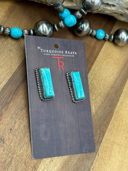 Turquoise #101-28 Bar Earrings by Judith Dixon, Navajo