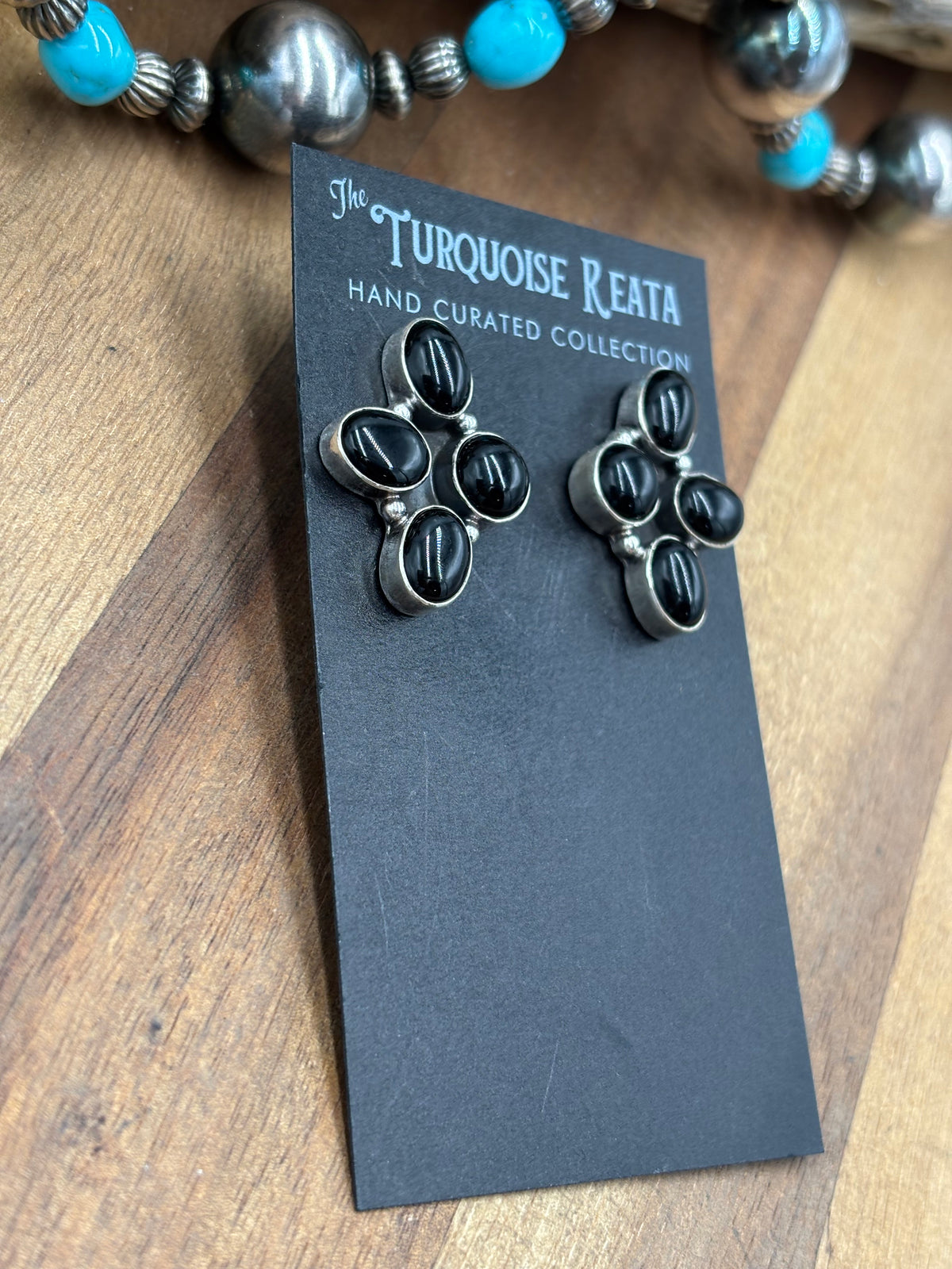 Black Onyx #917-16 Cluster Earrings