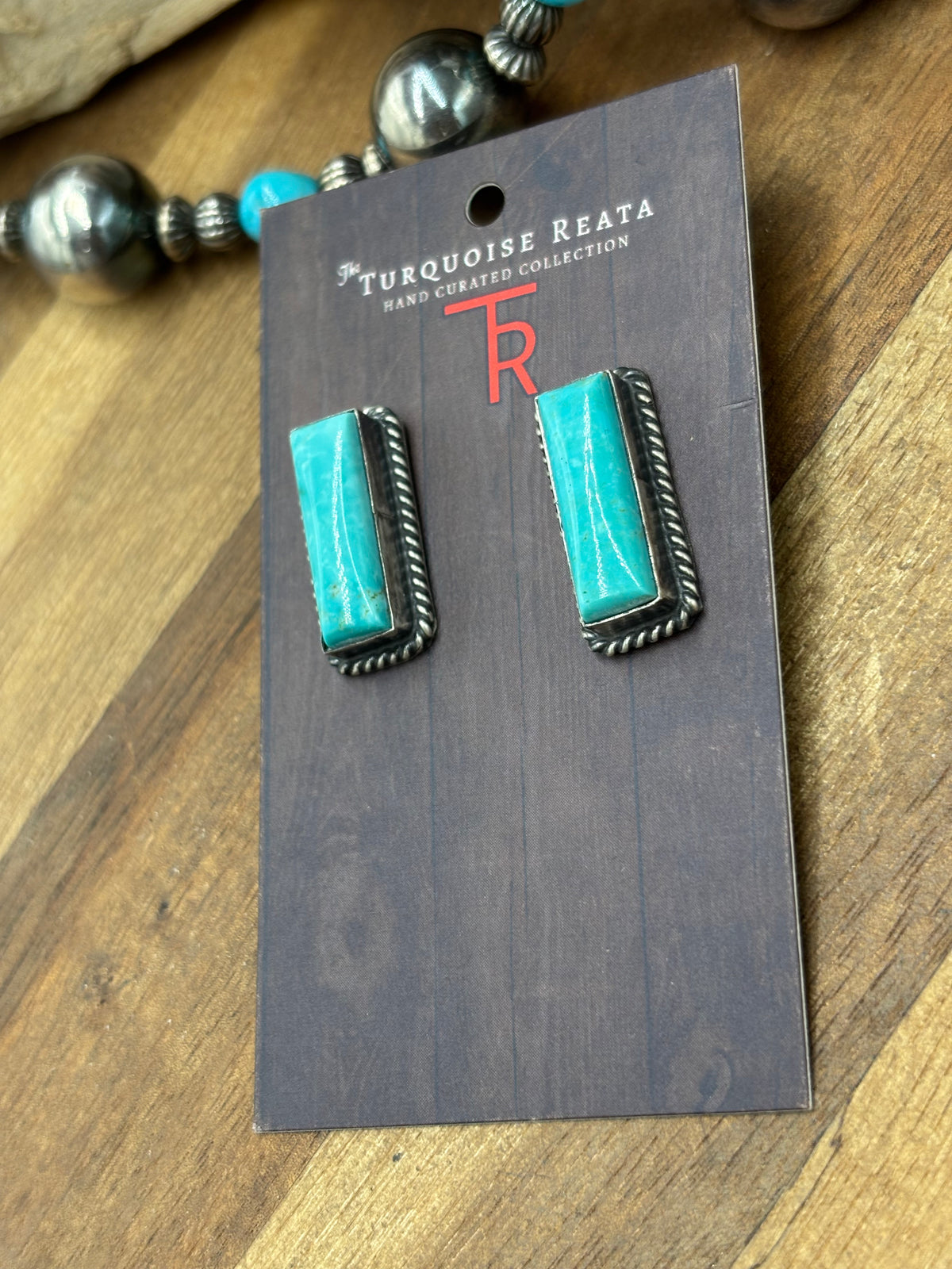 Turquoise #101-28 Bar Earrings by Judith Dixon, Navajo