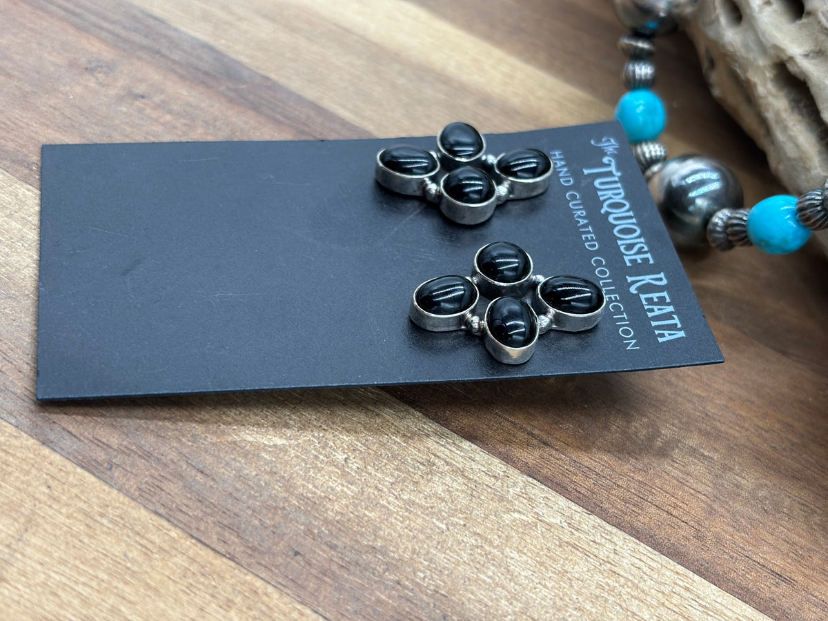 Black Onyx #917-16 Cluster Earrings