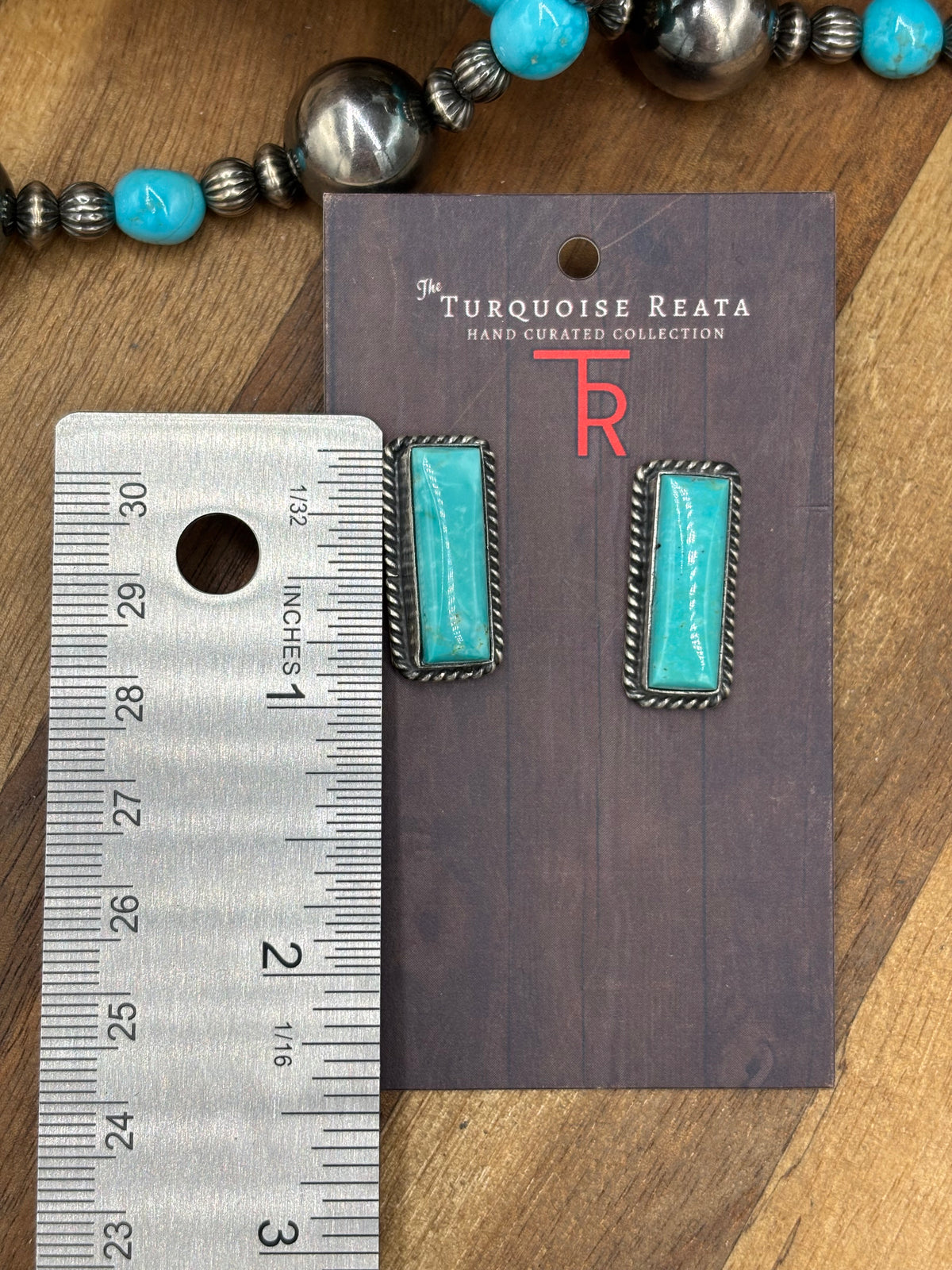 Turquoise #101-28 Bar Earrings by Judith Dixon, Navajo