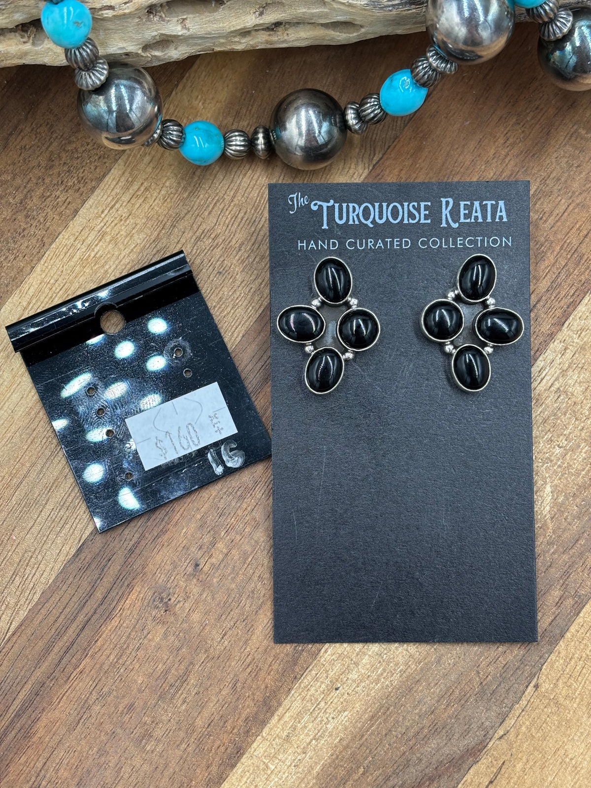 Black Onyx #917-16 Cluster Earrings