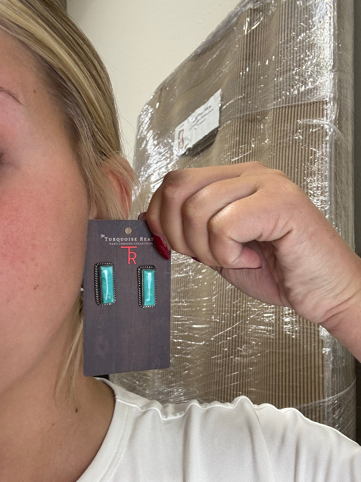 Turquoise #101-28 Bar Earrings by Judith Dixon, Navajo