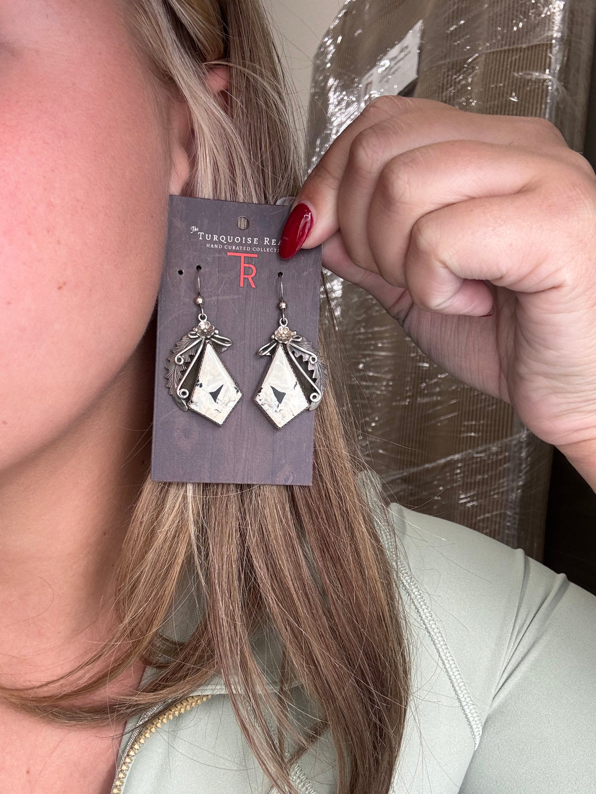 White Buffalo #101-3 Squash Blossom, Earrings, Ring, & Cuff Set