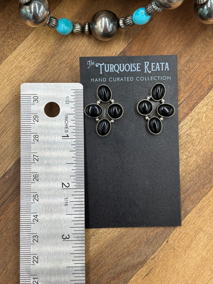 Black Onyx #917-16 Cluster Earrings