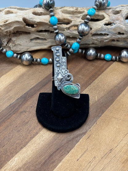 Turquoise #101-27 Pistola Adjustable Ring by Timothy Yazzie, Navajo