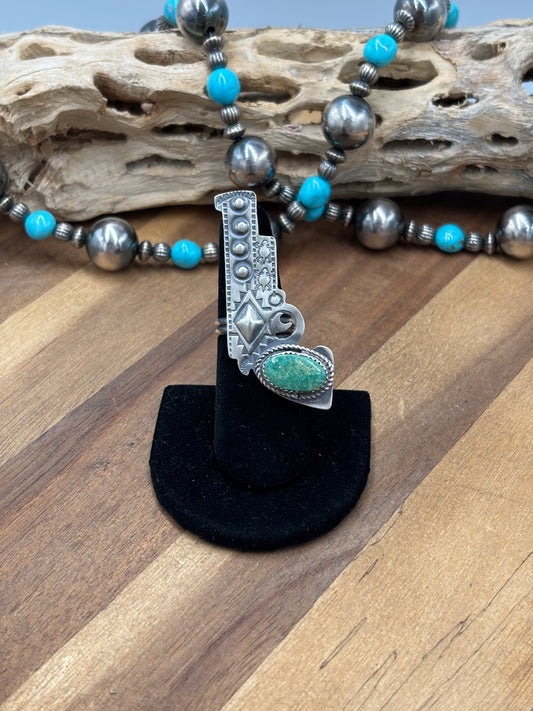 Turquoise #101-27 Pistola Adjustable Ring by Timothy Yazzie, Navajo