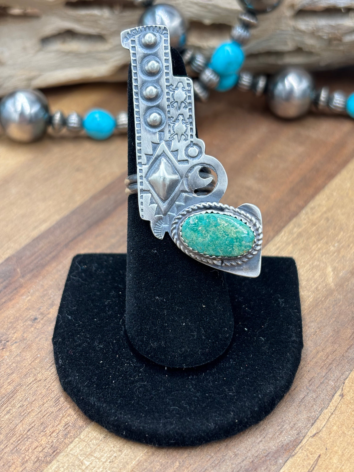 Turquoise #101-27 Pistola Adjustable Ring by Timothy Yazzie, Navajo