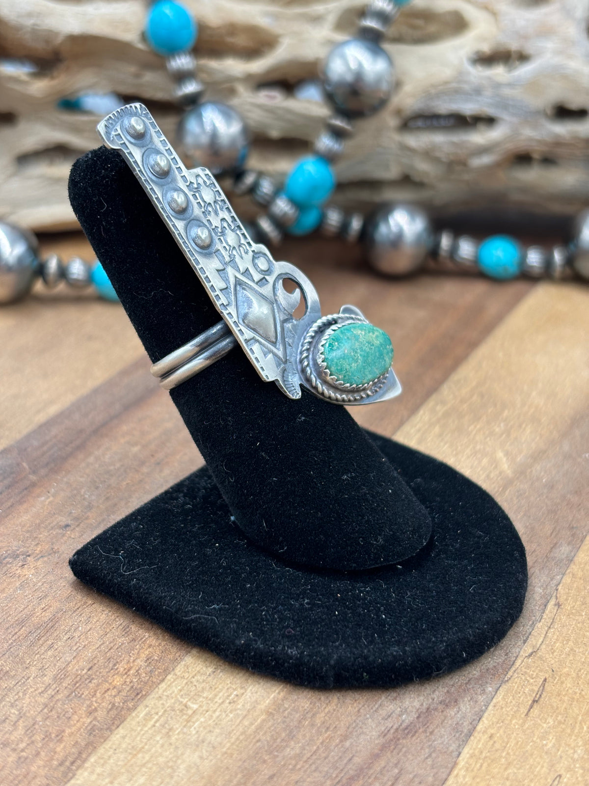 Turquoise #101-27 Pistola Adjustable Ring by Timothy Yazzie, Navajo
