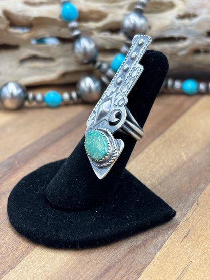 Turquoise #101-27 Pistola Adjustable Ring by Timothy Yazzie, Navajo