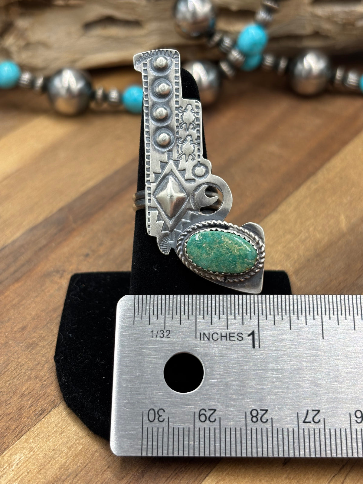 Turquoise #101-27 Pistola Adjustable Ring by Timothy Yazzie, Navajo