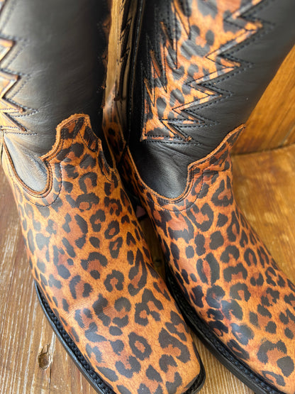 Signature Turquoise Reata Boot – The Nala Leopard Square Rodeo Toe Boot