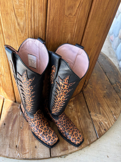 Signature Turquoise Reata Boot – The Nala Leopard Square Rodeo Toe Boot