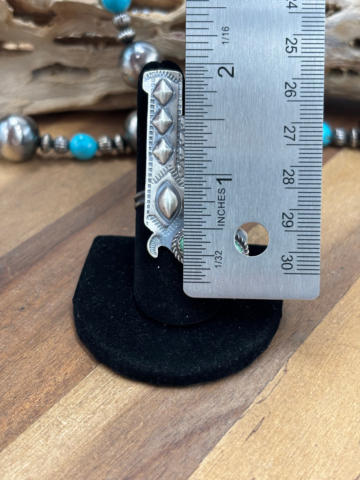 Turquoise #101-26 Pistola Adjustable Ring by Timothy Yazzie, Navajo