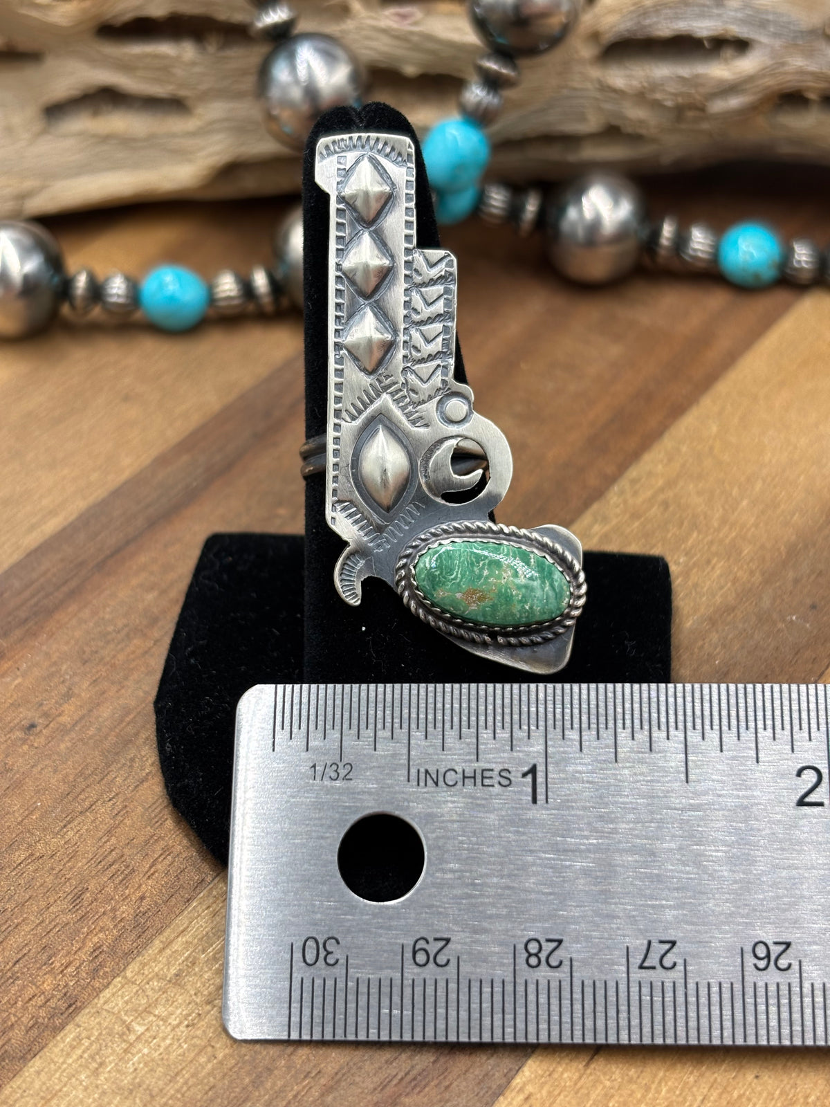 Turquoise #101-26 Pistola Adjustable Ring by Timothy Yazzie, Navajo