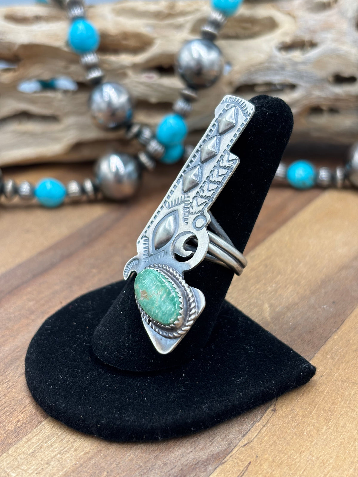 Turquoise #101-26 Pistola Adjustable Ring by Timothy Yazzie, Navajo