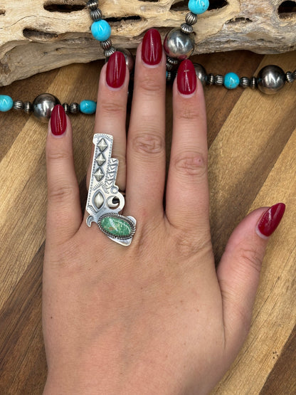 Turquoise #101-26 Pistola Adjustable Ring by Timothy Yazzie, Navajo