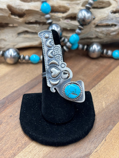 Turquoise #101-25 Pistola Adjustable Ring by Timothy Yazzie, Navajo
