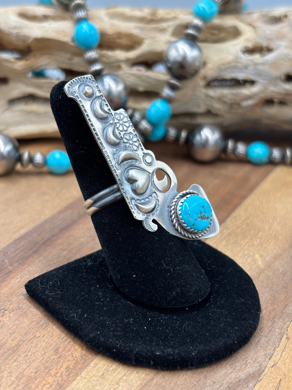 Turquoise #101-25 Pistola Adjustable Ring by Timothy Yazzie, Navajo