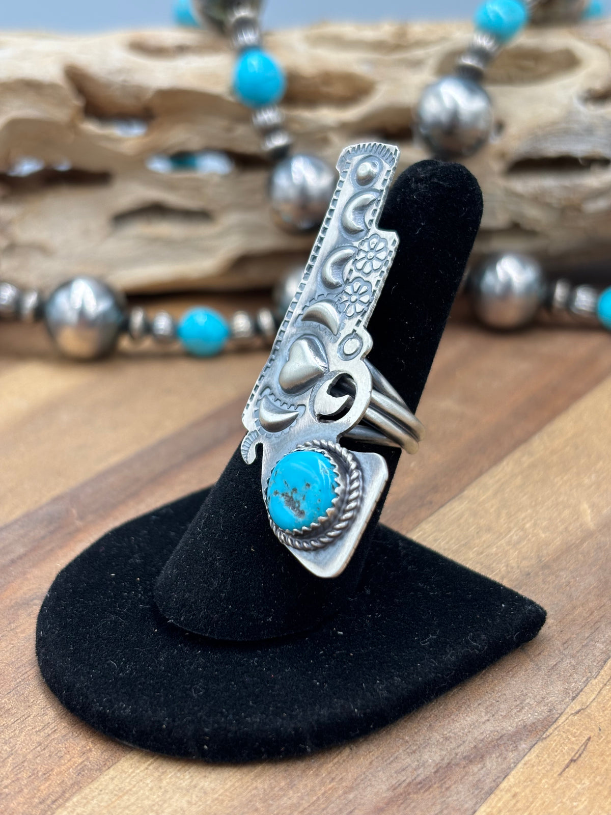 Turquoise #101-25 Pistola Adjustable Ring by Timothy Yazzie, Navajo